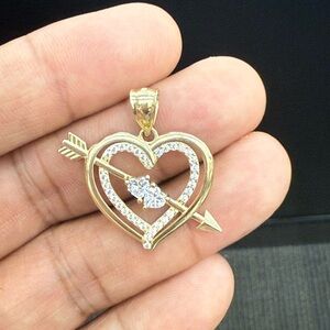 10kt Real Gold Heart and Arrow pendant
